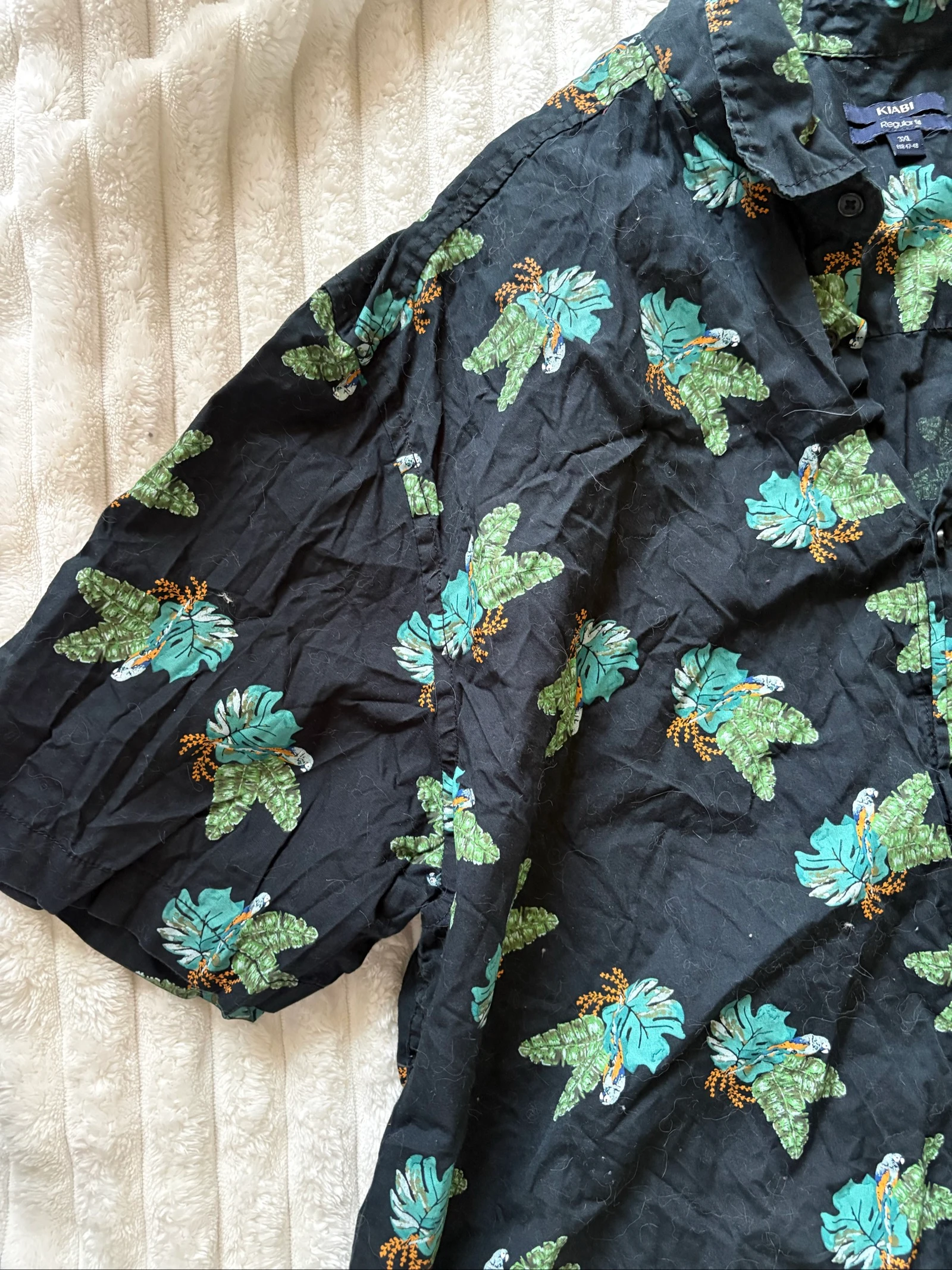 Camisa de manga corta con estampado de selva para hombre de talla grande – photo 4